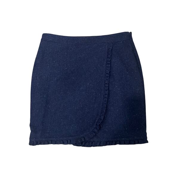 Talbots Petites 16 Wool Blend Tweed Pencil Skirt Ruffle Hem Classic Workwear - Picture 2 of 7